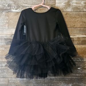 Black long sleeve skirted tutu leotard 3T Fluffy Tulle